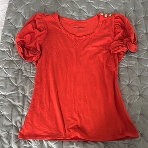 Karl Lagerfeld Red Fitted Ruffled Blouse